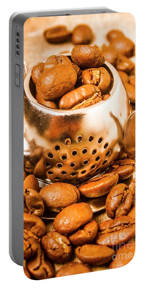 Teapot Portable Battery Charger featuring the photograph Beans the little teapot by Jorgo Photography