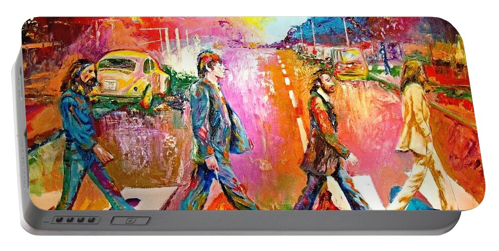 Impressionistice Version Portable Battery Charger featuring the painting Beatles Abbey Road by Leland Castro