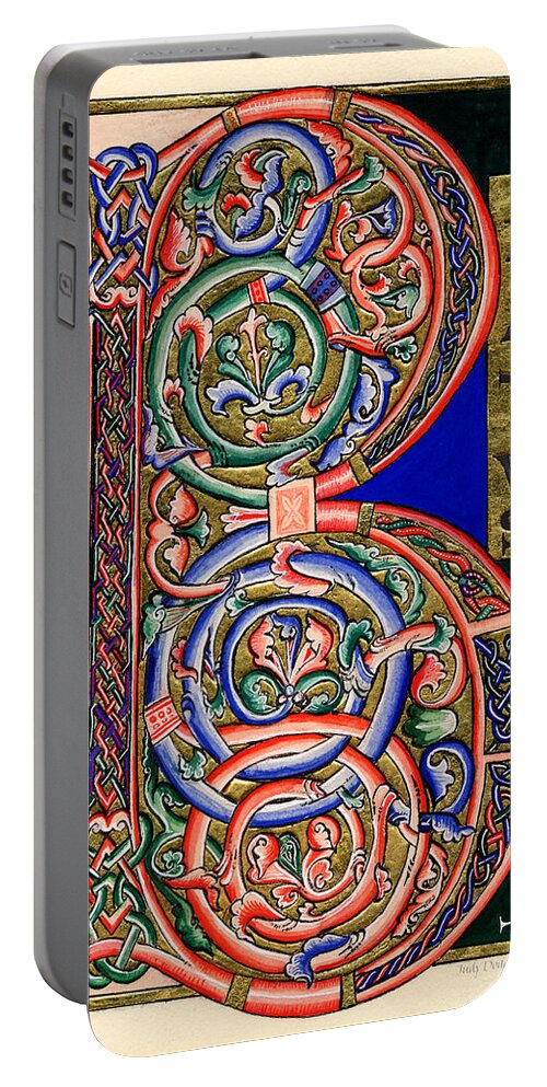 Celt Portable Battery Charger featuring the painting Beatus by Judy Dodds