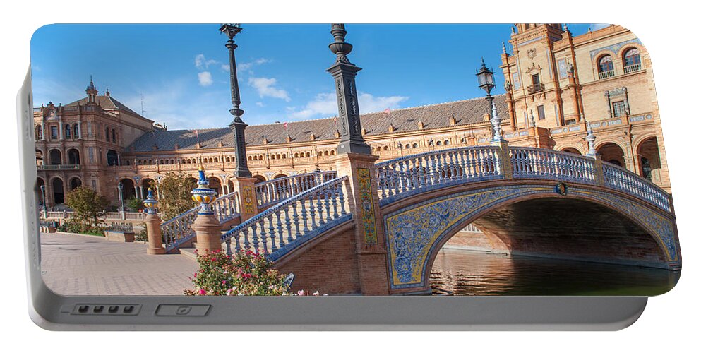 Seville Portable Battery Charger featuring the photograph Beautiful Architecture of Plaza de Espana in Seville by Jenny Rainbow