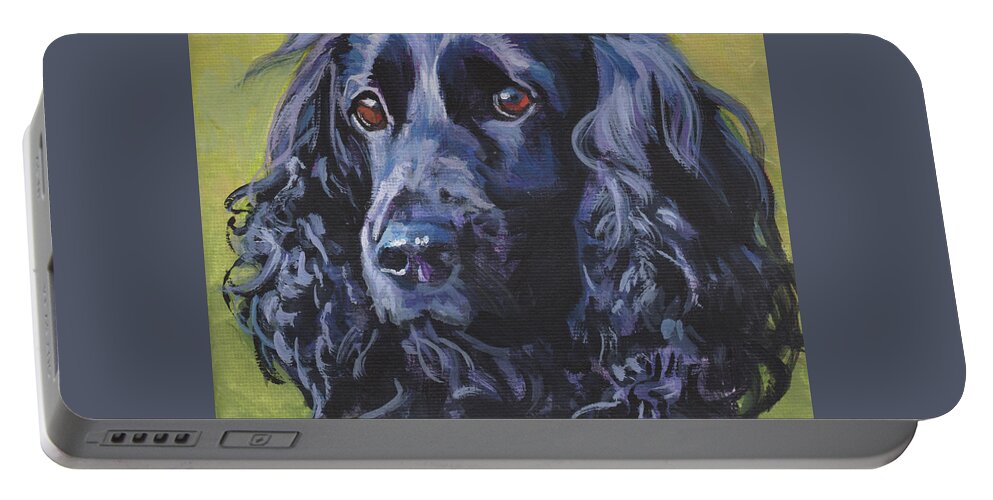  English Cocker Spaniel Portable Battery Charger featuring the painting Beautiful Black English Cocker Spaniel by Lee Ann Shepard