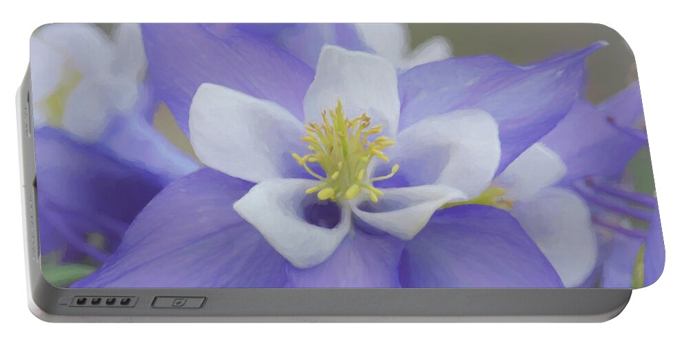  Botanicals Portable Battery Charger featuring the digital art Beautiful Columbines by Ernest Echols