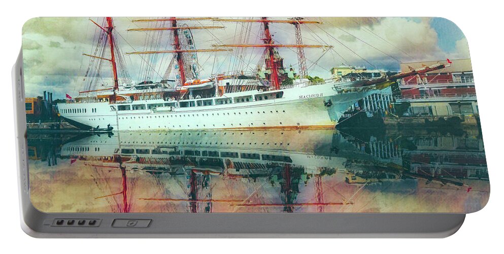 Boats Portable Battery Charger featuring the photograph Beautiful Nautical Morning at Sunrise Painting by Debra and Dave Vanderlaan