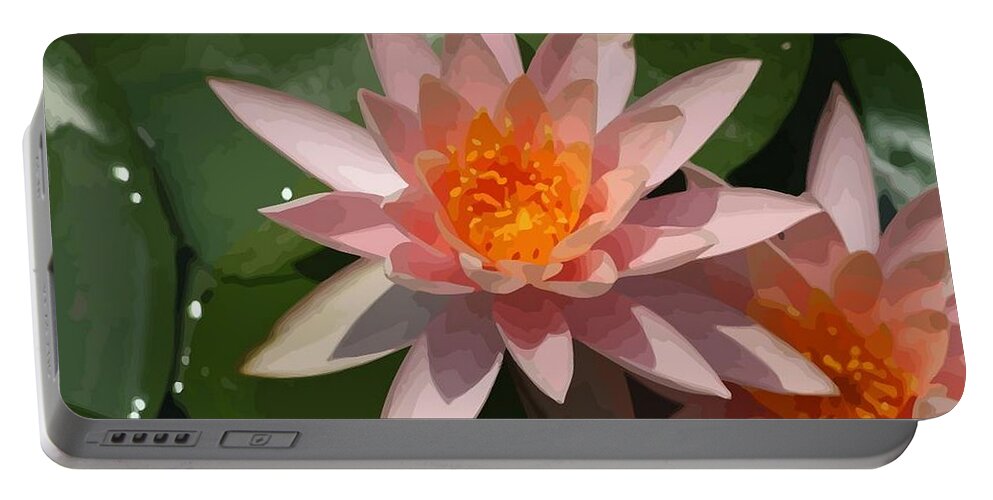 Beautiful Portable Battery Charger featuring the photograph Beautiful Peach Waterlily Vector by Taiche Acrylic Art