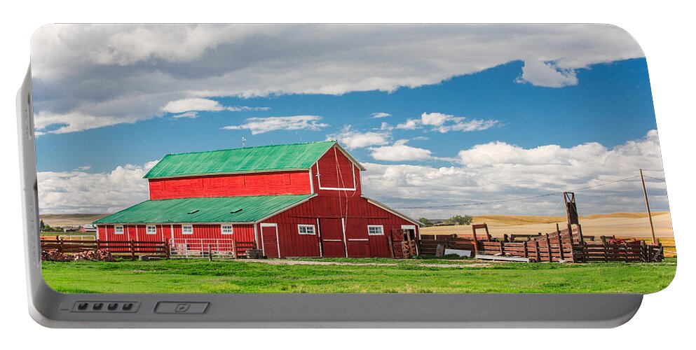 Red Portable Battery Charger featuring the photograph Beautiful Red Barn by Todd Klassy