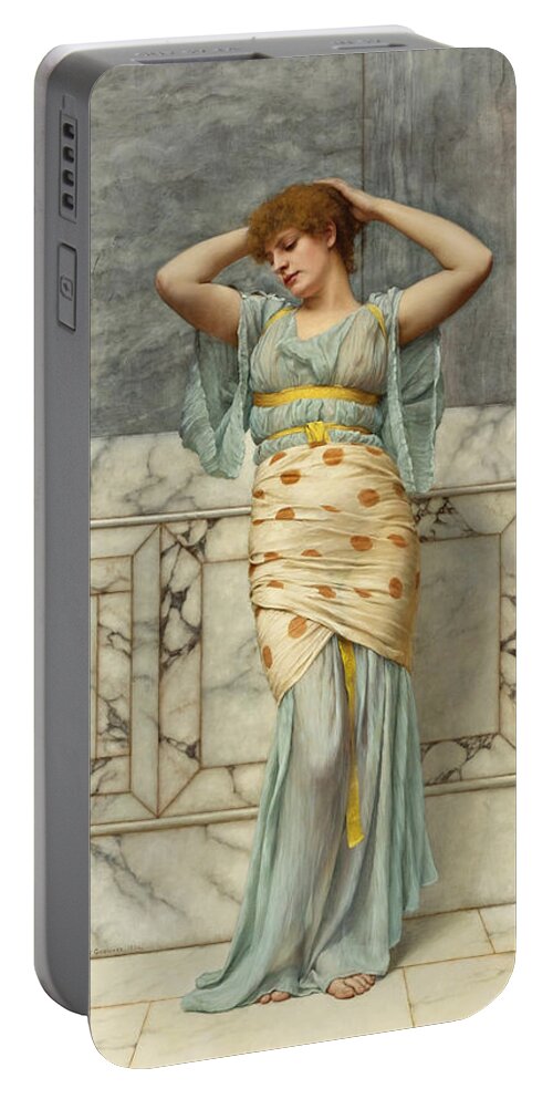 John William Godward Portable Battery Charger featuring the painting Beauty in a Marble Room by John William Godward