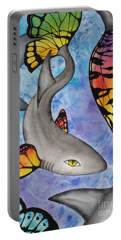 Surreal Portable Battery Charger featuring the painting Beauty In The Beasts by Lucy Arnold