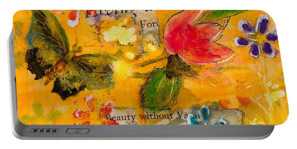 Butterfly Portable Battery Charger featuring the mixed media Beauty Without Vanity by Dawn Boswell Burke