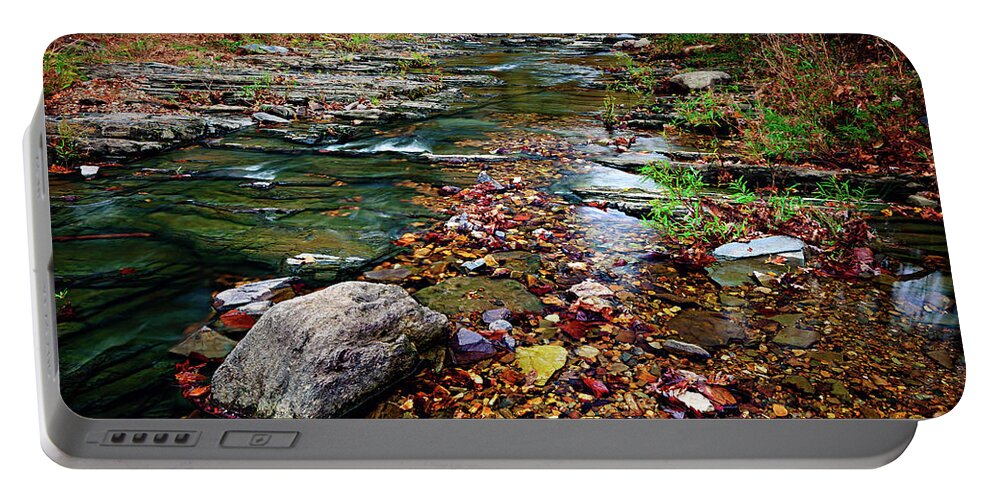 Landscape Portable Battery Charger featuring the photograph Beaver's Bend Tiny Stream by Tamyra Ayles