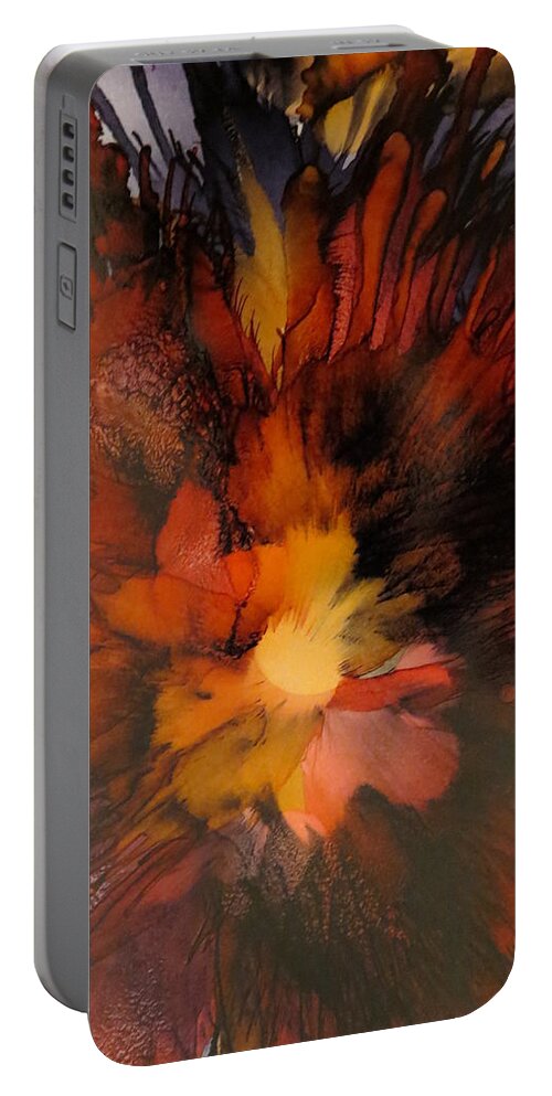 Abstract Portable Battery Charger featuring the painting Beginning by Soraya Silvestri