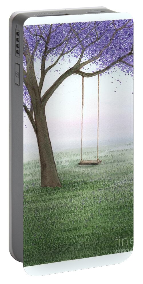 Jacaranda Portable Battery Charger featuring the painting Beginnings of Spring by Hilda Wagner
