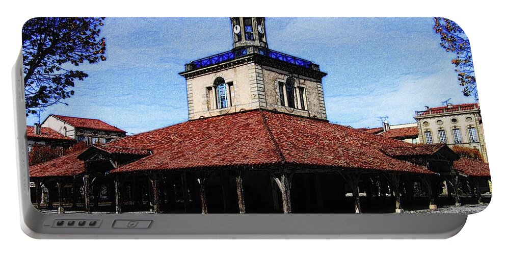 Angel Portable Battery Charger featuring the photograph Belfry of Revel city by Jean Bernard Roussilhe
