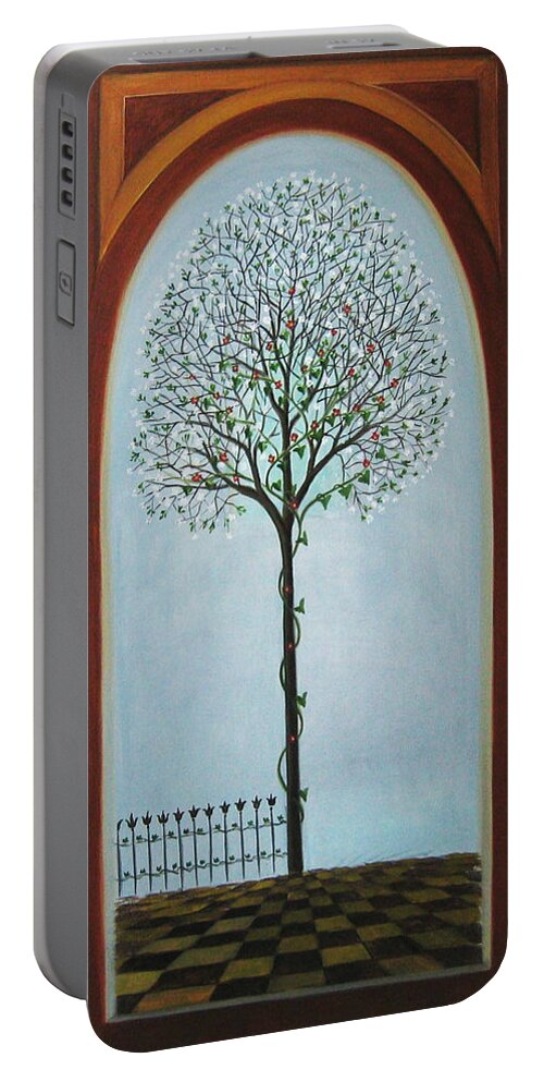 Triptyck Portable Battery Charger featuring the painting Belgian Triptyck by Tone Aanderaa