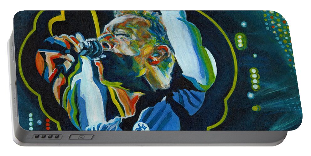 Acrylic Painting Portable Battery Charger featuring the painting Believe In Love - Chris Martin by Tanya Filichkin