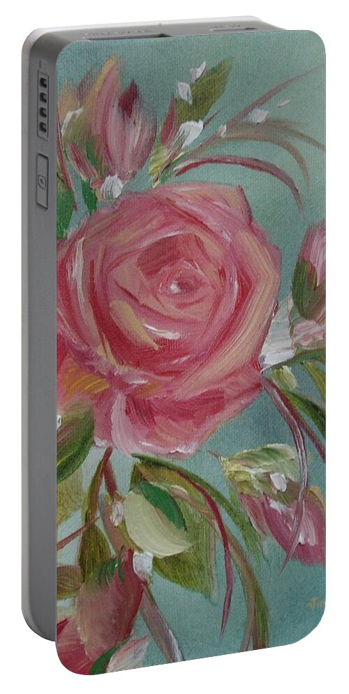 Rose Portable Battery Charger featuring the painting Bella Rosa by Judith Rhue