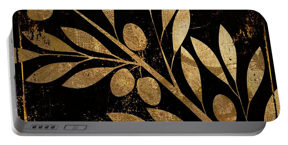 Gold And Black Portable Battery Charger featuring the painting Bellissima by Mindy Sommers