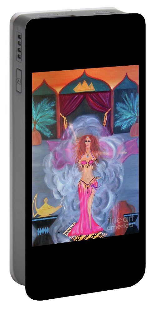 Belly Dance Portable Battery Charger featuring the painting Belly Dance Genie by Artist Linda Marie