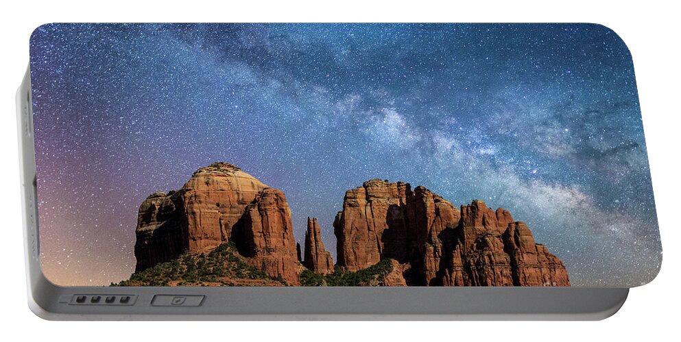 Cathedral Rock Portable Battery Charger featuring the photograph Below the Milky Way at Cathedral Rock by Robert Loe