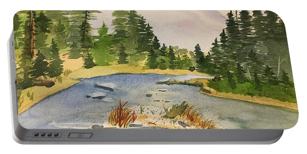 River Portable Battery Charger featuring the painting Bend in the River by David Bartsch