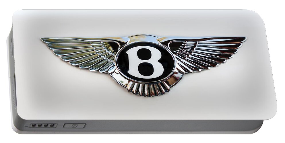 Bentley Emblem Portable Battery Charger featuring the photograph Bentley Emblem -0081c by Jill Reger