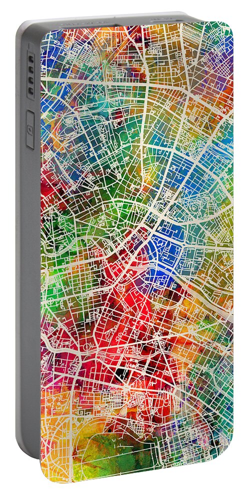 Berlin Portable Battery Charger featuring the digital art Berlin Germany City Map by Michael Tompsett