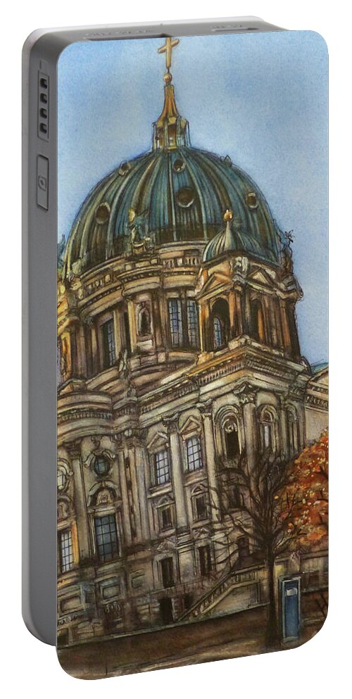Berliner Dom Portable Battery Charger featuring the painting Berliner Dom by Henrieta Maneva