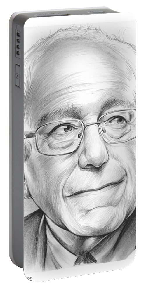 Bernie Sanders Portable Battery Charger featuring the drawing Bernie Sanders by Greg Joens