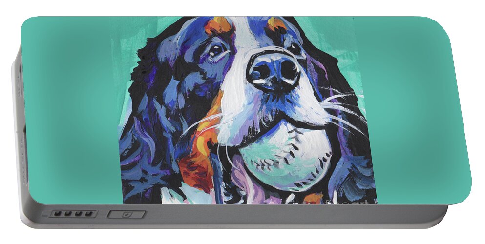 Berner Portable Battery Charger featuring the painting Berny Ball Throw by Lea