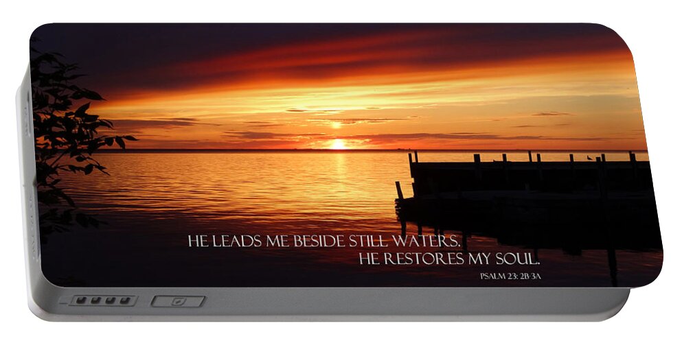 Sunset Portable Battery Charger featuring the photograph Beside Still Waters by David T Wilkinson