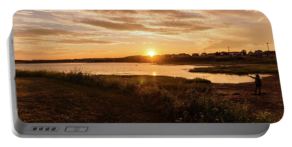 Bluffs By The Ocean Portable Battery Charger featuring the photograph Besides North Rustico Harbor by Chris Bordeleau