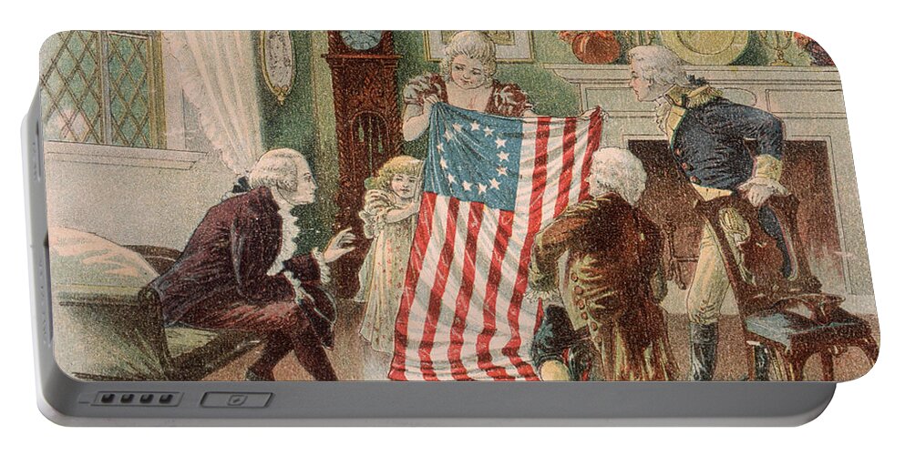 Making Of America Portable Battery Charger featuring the painting Betsy Ross and the Making of America by Unknown artist