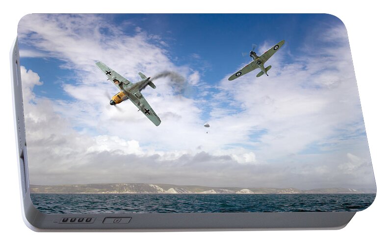 Battle Of Britain Portable Battery Charger featuring the photograph Bf109 down in the Channel by Gary Eason