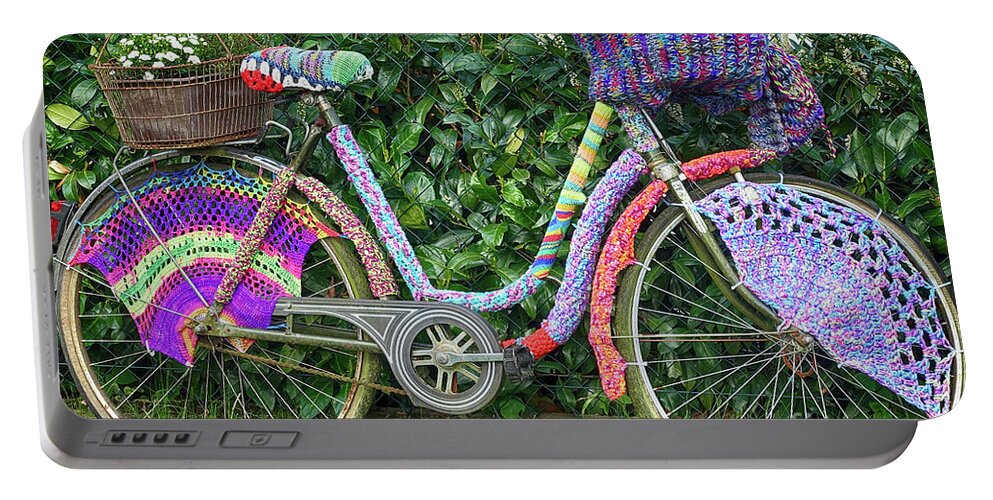 Bicycle Portable Battery Charger featuring the photograph Bicycle in knitted sweater by Eva-Maria Di Bella