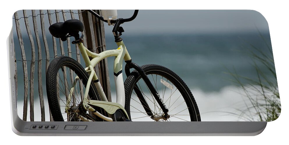 Beach Portable Battery Charger featuring the photograph Bicycle on the Beach by Julie Niemela