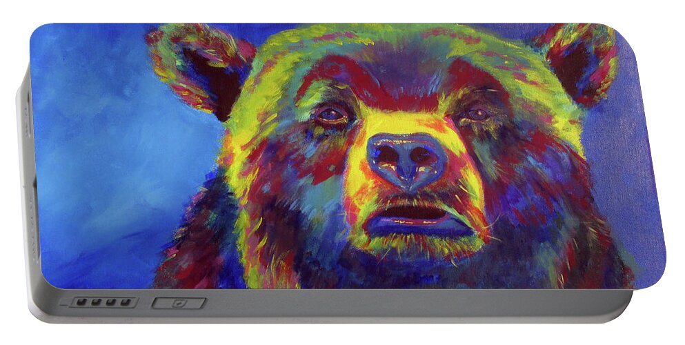 Bear Portable Battery Charger featuring the painting Big Bear by Sara Becker