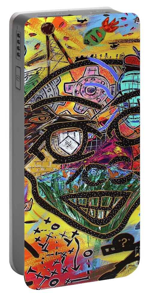 Acrylic Portable Battery Charger featuring the painting Big Games by Odalo Wasikhongo