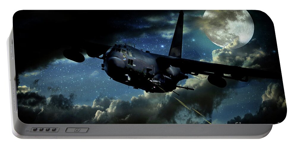 Ac130 Portable Battery Charger featuring the digital art Big Guns by Airpower Art