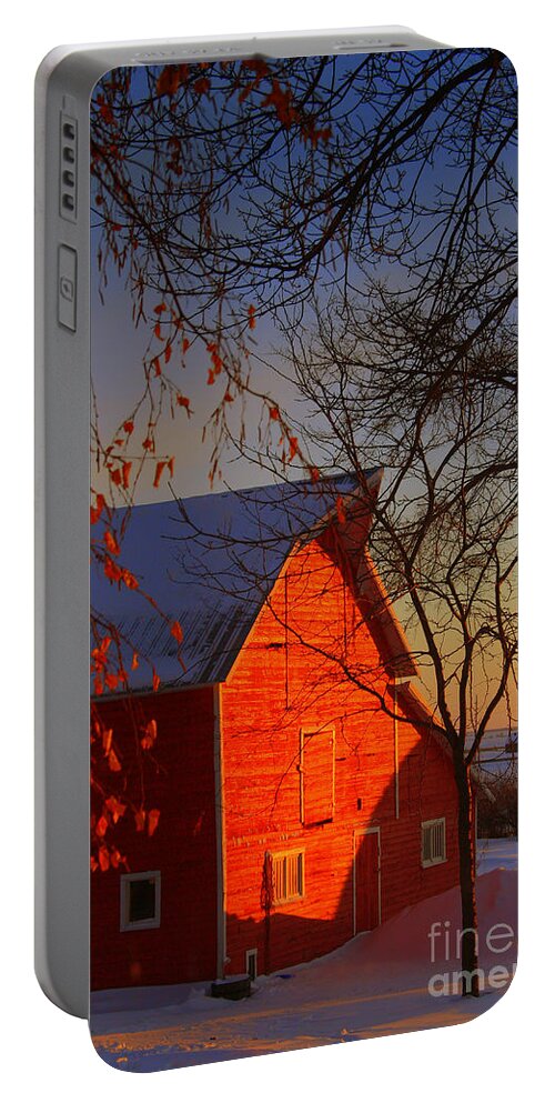 Barn Portable Battery Charger featuring the photograph Big red barn by Julie Lueders 