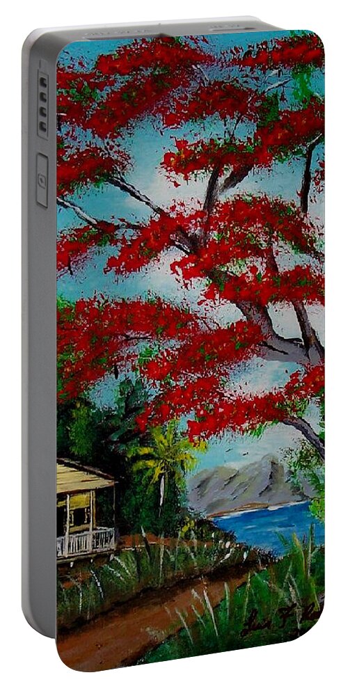 Flamboyant Tree Portable Battery Charger featuring the painting Big Red by Luis F Rodriguez