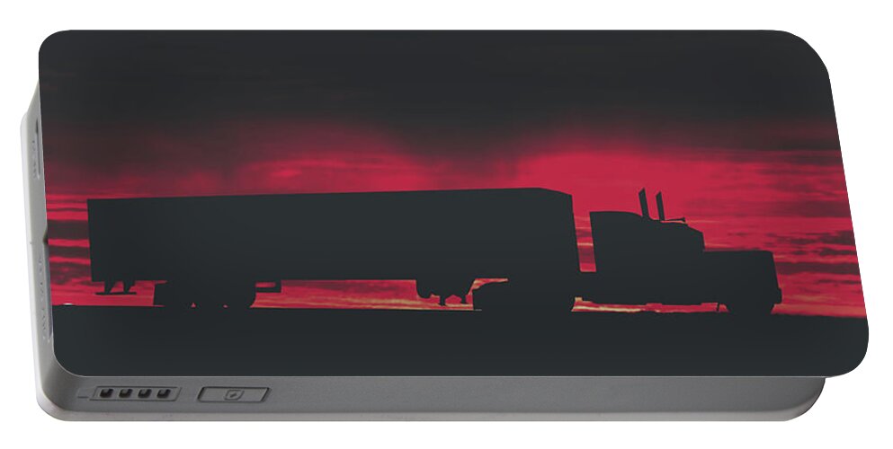 Sunset Portable Battery Charger featuring the photograph Big Rig At Sunset by Mountain Dreams