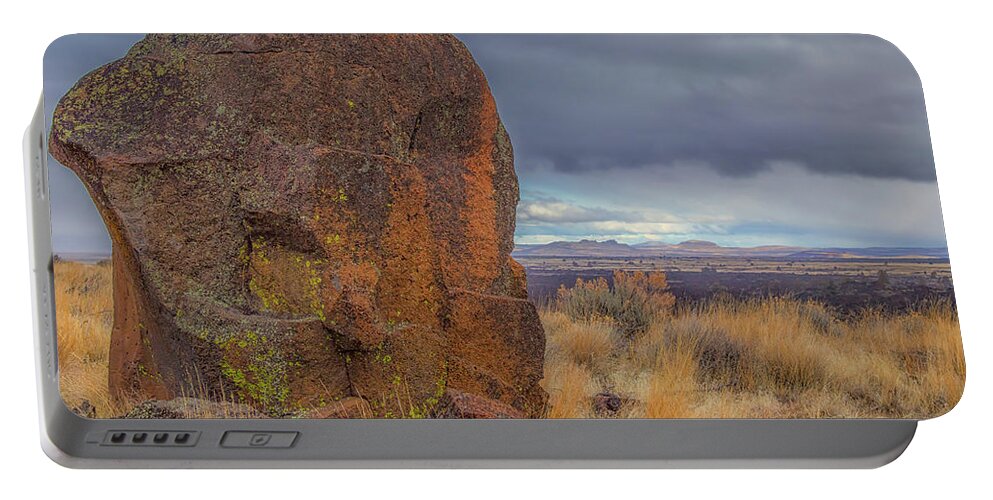 Landscape Portable Battery Charger featuring the photograph Big Rock at Lava Beds by Marc Crumpler