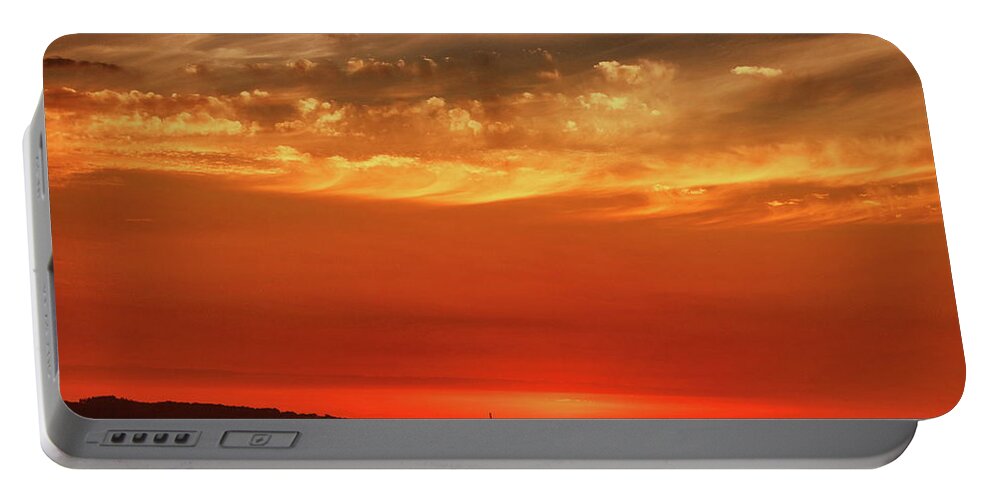 Sunset Portable Battery Charger featuring the photograph Big Sky at the Estuary by Jeff Townsend
