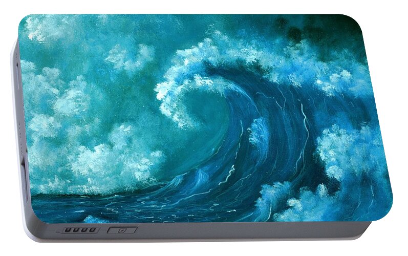 Water Portable Battery Charger featuring the painting Big Wave by Anastasiya Malakhova