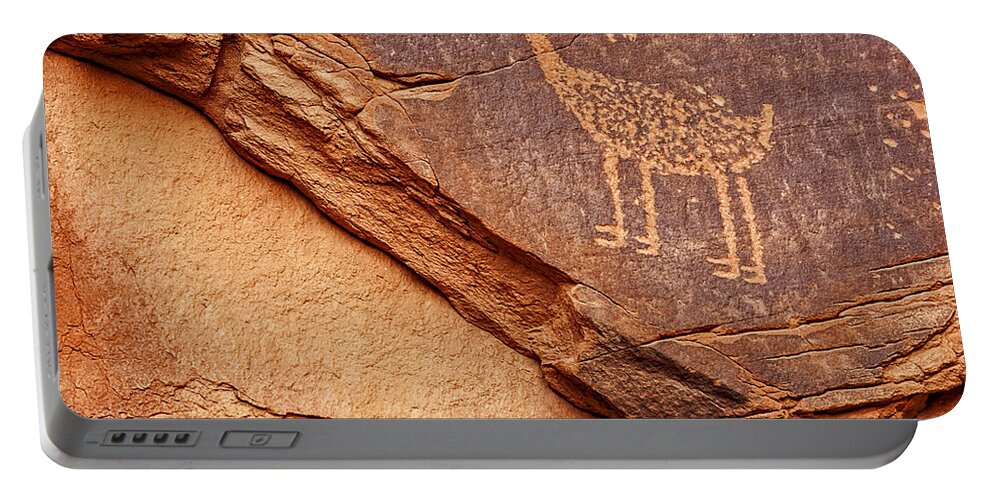 Petroglyph Portable Battery Charger featuring the photograph Bighorn Petroglyph II by Susan Candelario