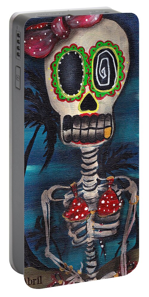 Day Of The Dead Portable Battery Charger featuring the painting Bikini by Abril Andrade