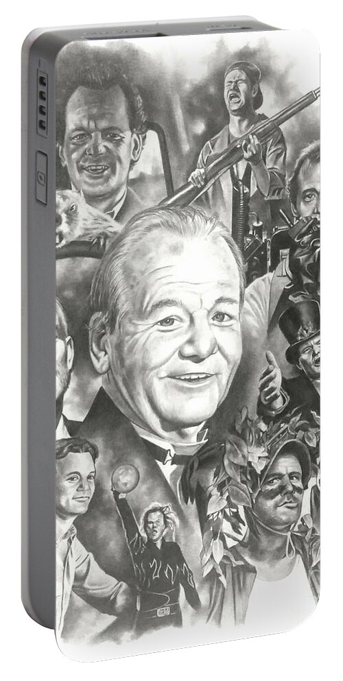 Bill Murray Portable Battery Charger featuring the drawing Bill Murray by James Rodgers