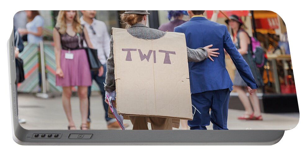 People Portable Battery Charger featuring the photograph Billboard wearing twit woman by Simon Bratt