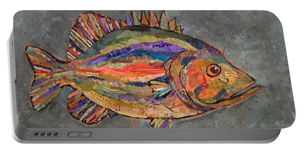 Fish Portable Battery Charger featuring the painting Billy the Bass by Phiddy Webb