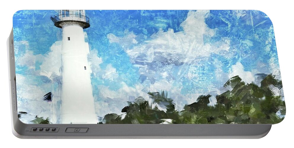 Lighthouse Portable Battery Charger featuring the photograph Biloxi Lighthouse by Scott Crump