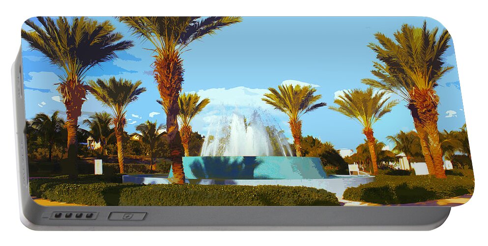 Bimini Portable Battery Charger featuring the painting Bimini Fountain by CHAZ Daugherty
